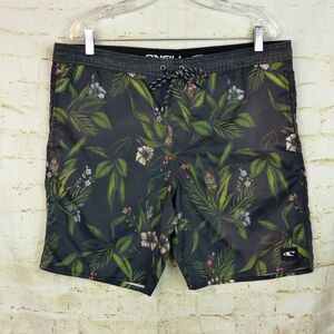 O'Neill Board Shorts Mens Medium M Black Tropical Floral Surf Swim Trunks “8